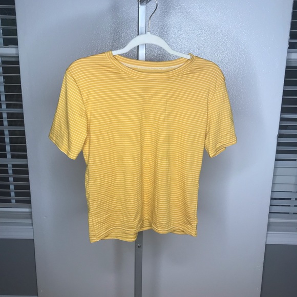 NWOT stripe tee short sleeve yellow and white - Picture 1 of 3
